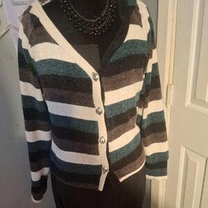 Chic Striped Button-Up Cardigan